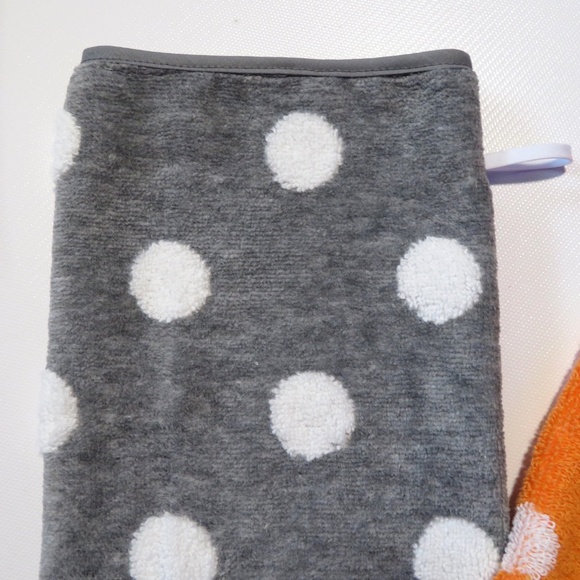 NEW- 2 orange / gray European style bath washcloth mitts, gift- HANDMADE in USA - Picture 2 of 3